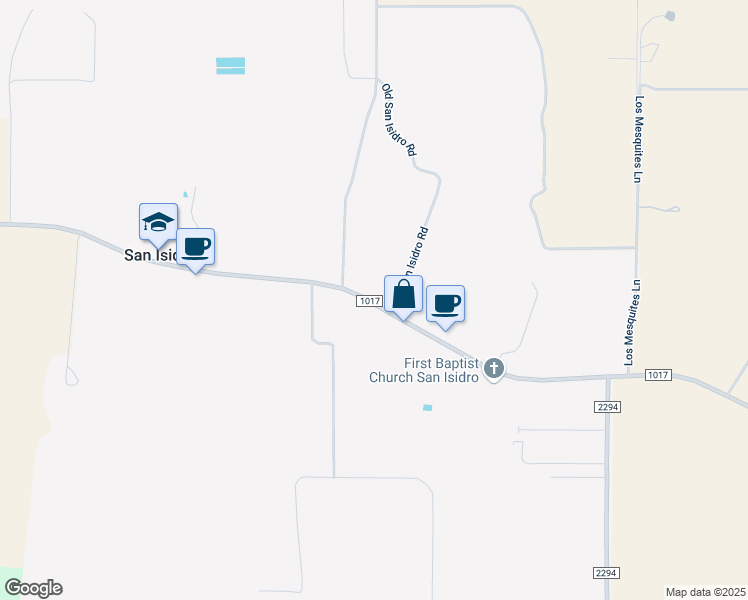 map of restaurants, bars, coffee shops, grocery stores, and more near 5231 Farm to Market Road 1017 in San Isidro