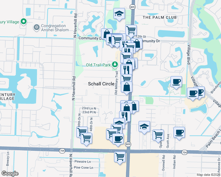 map of restaurants, bars, coffee shops, grocery stores, and more near 4675 Martha Louise Drive in West Palm Beach