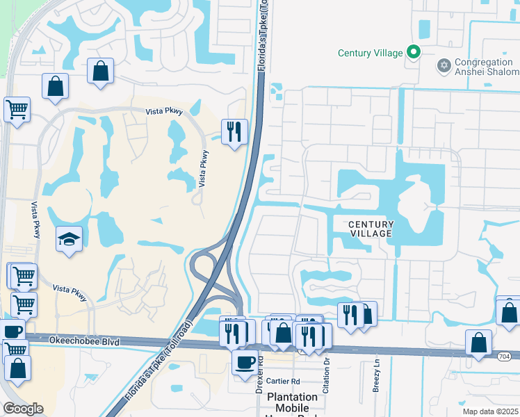 map of restaurants, bars, coffee shops, grocery stores, and more near 78 Camden D in West Palm Beach