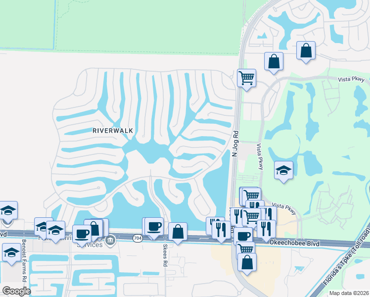 map of restaurants, bars, coffee shops, grocery stores, and more near 7214 Deer Point Lane in West Palm Beach