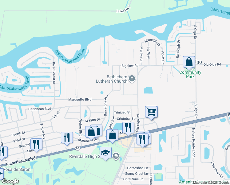 map of restaurants, bars, coffee shops, grocery stores, and more near 2396 Andros Avenue in Fort Myers