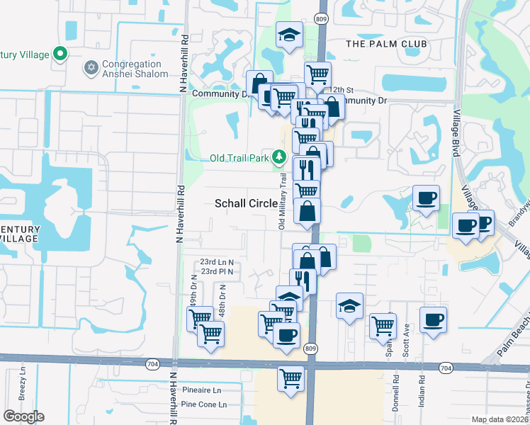 map of restaurants, bars, coffee shops, grocery stores, and more near 4675 Martha Louise Drive in West Palm Beach