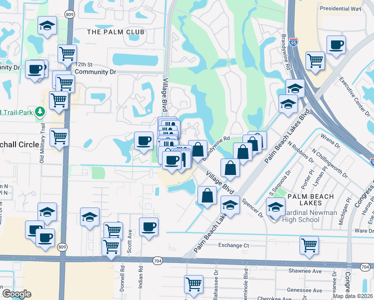 map of restaurants, bars, coffee shops, grocery stores, and more near 1036 The Pointe Drive in West Palm Beach