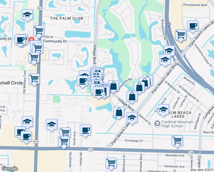 map of restaurants, bars, coffee shops, grocery stores, and more near 1036 The Pointe Drive in West Palm Beach