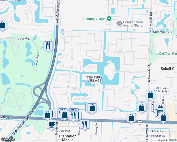 map of restaurants, bars, coffee shops, grocery stores, and more near 20 Chatham A in West Palm Beach