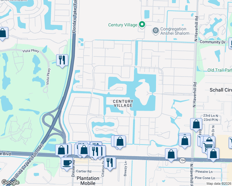 map of restaurants, bars, coffee shops, grocery stores, and more near 20 Chatham A in West Palm Beach