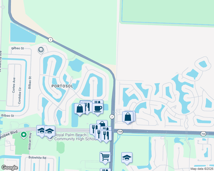 map of restaurants, bars, coffee shops, grocery stores, and more near 2941 Bellarosa Circle in West Palm Beach