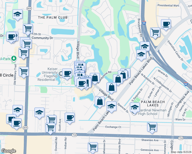 map of restaurants, bars, coffee shops, grocery stores, and more near 1036 The Pointe Drive in West Palm Beach