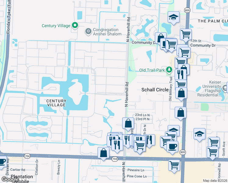 map of restaurants, bars, coffee shops, grocery stores, and more near 39 Salisbury B in West Palm Beach