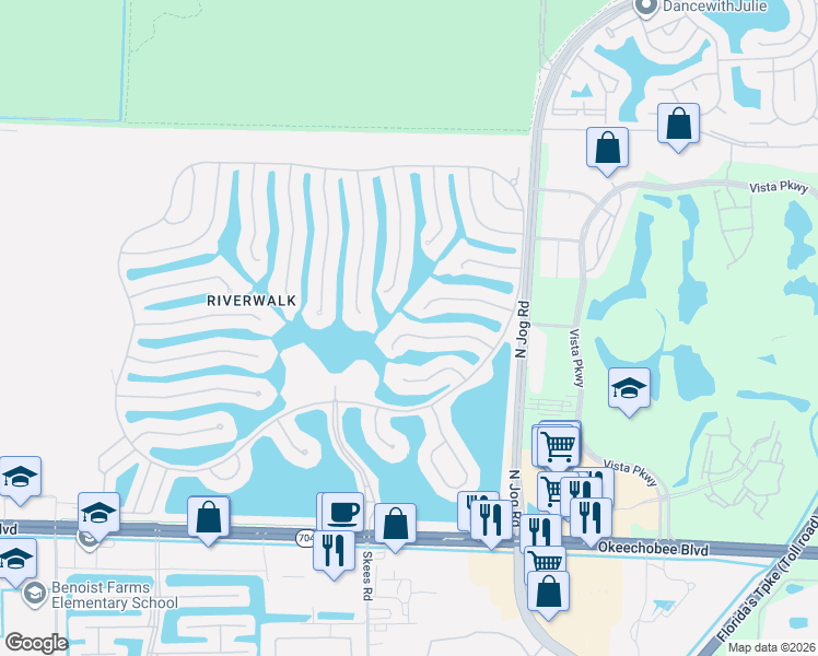 map of restaurants, bars, coffee shops, grocery stores, and more near 7214 Deer Point Lane in West Palm Beach