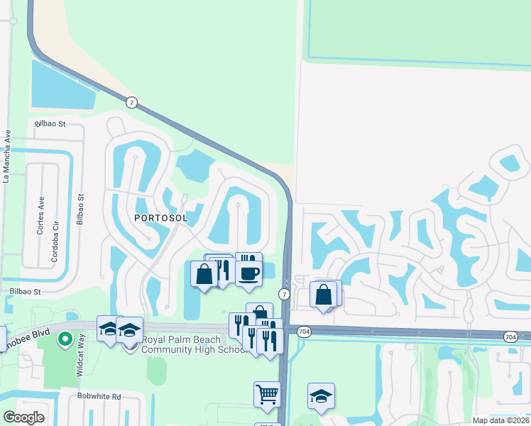 map of restaurants, bars, coffee shops, grocery stores, and more near 2914 Bellarosa Circle in West Palm Beach