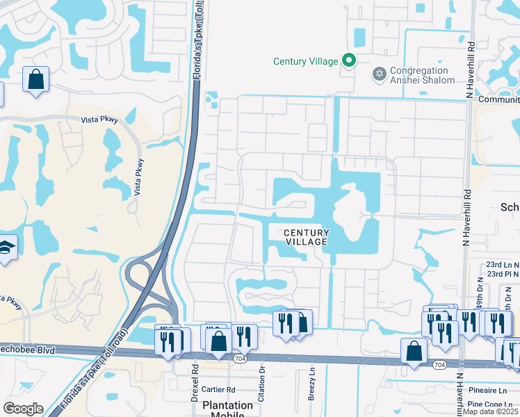 map of restaurants, bars, coffee shops, grocery stores, and more near 97 Kent East in West Palm Beach