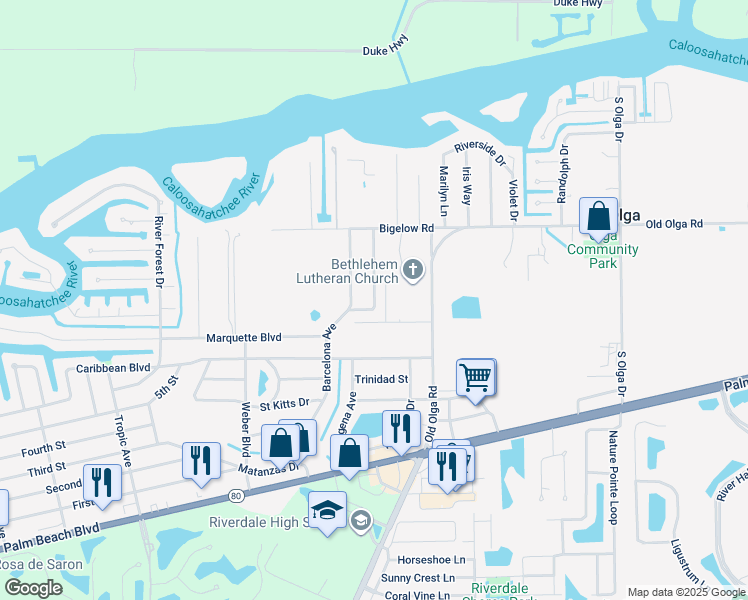 map of restaurants, bars, coffee shops, grocery stores, and more near 2373 Andros Avenue in Fort Myers