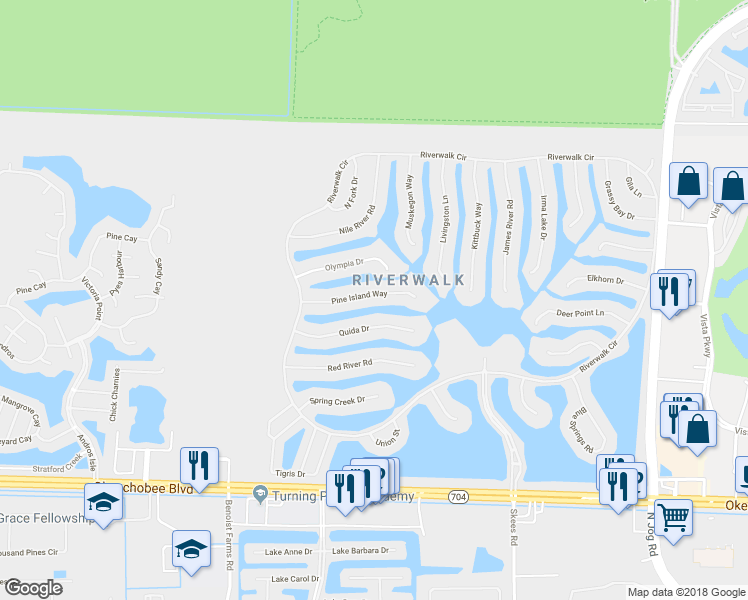 map of restaurants, bars, coffee shops, grocery stores, and more near 7740 Pine Island Way in West Palm Beach