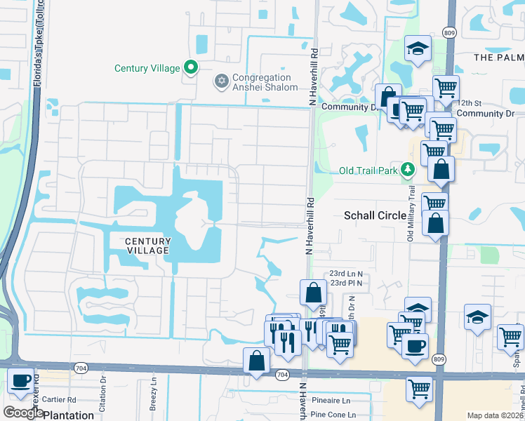 map of restaurants, bars, coffee shops, grocery stores, and more near 47 Bath Street in West Palm Beach