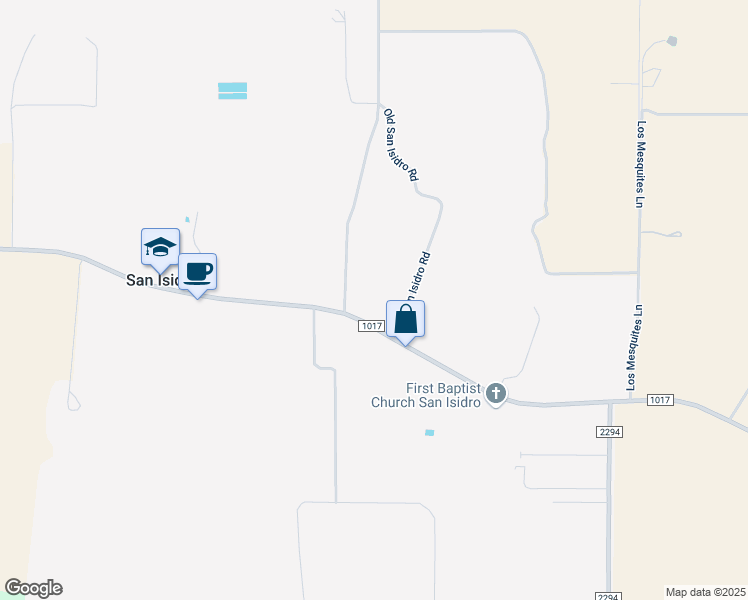 map of restaurants, bars, coffee shops, grocery stores, and more near 5231 Farm to Market Road 1017 in San Isidro
