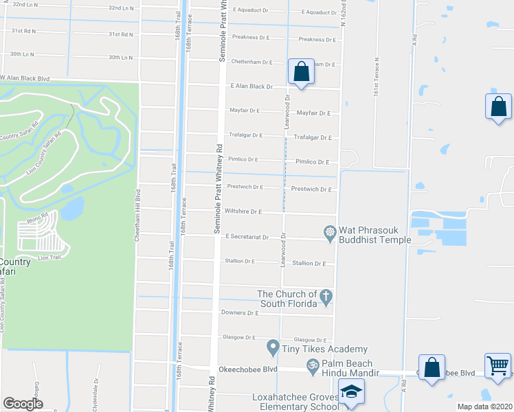 map of restaurants, bars, coffee shops, grocery stores, and more near 16353 Wiltshire Drive East in Loxahatchee