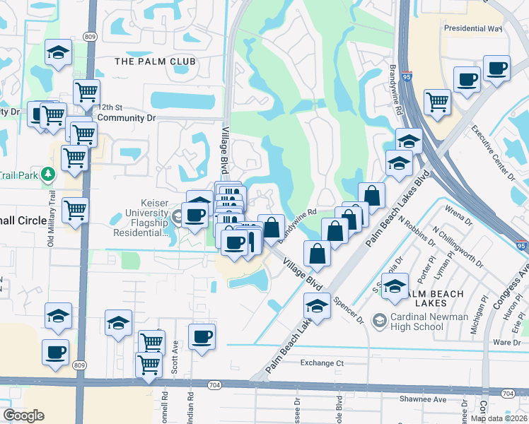 map of restaurants, bars, coffee shops, grocery stores, and more near 1151 The Pointe Drive in West Palm Beach
