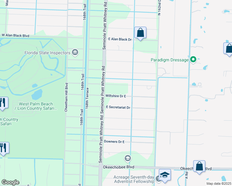 map of restaurants, bars, coffee shops, grocery stores, and more near 16353 Wiltshire Drive East in Loxahatchee