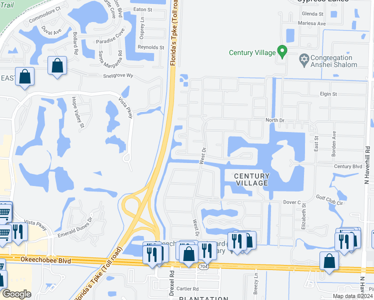 map of restaurants, bars, coffee shops, grocery stores, and more near 147 Northampton H in West Palm Beach