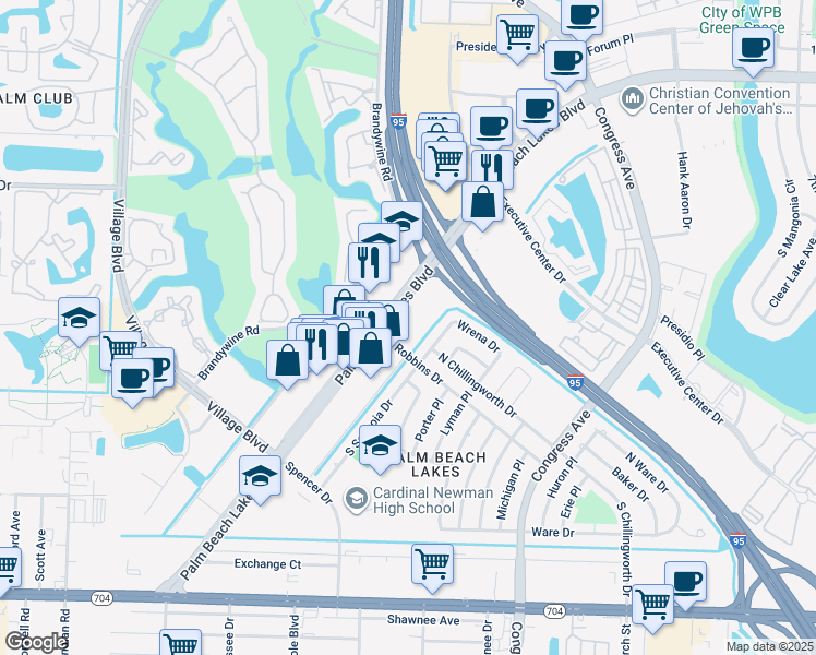 map of restaurants, bars, coffee shops, grocery stores, and more near 1920 Palm Beach Lakes Boulevard in West Palm Beach