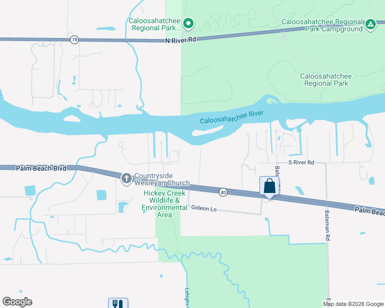 map of restaurants, bars, coffee shops, grocery stores, and more near 1960 Rialto Way in Alva
