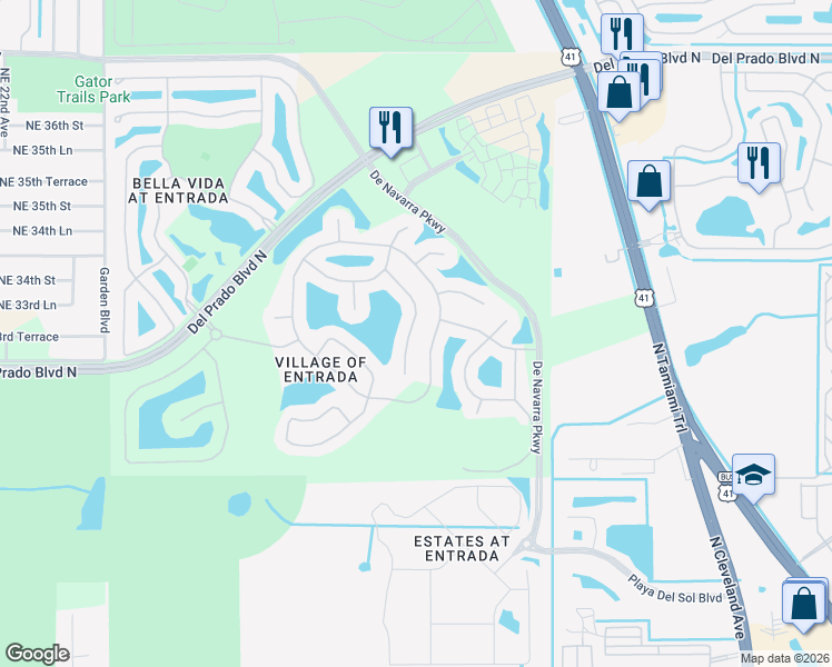 map of restaurants, bars, coffee shops, grocery stores, and more near 3426 Cancun Court in Cape Coral