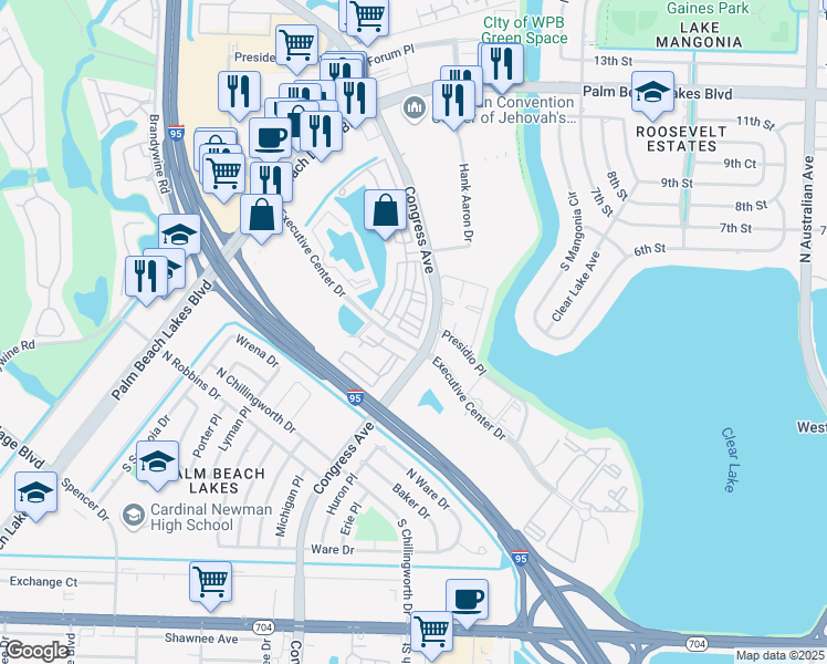map of restaurants, bars, coffee shops, grocery stores, and more near 441 Amador Lane in West Palm Beach