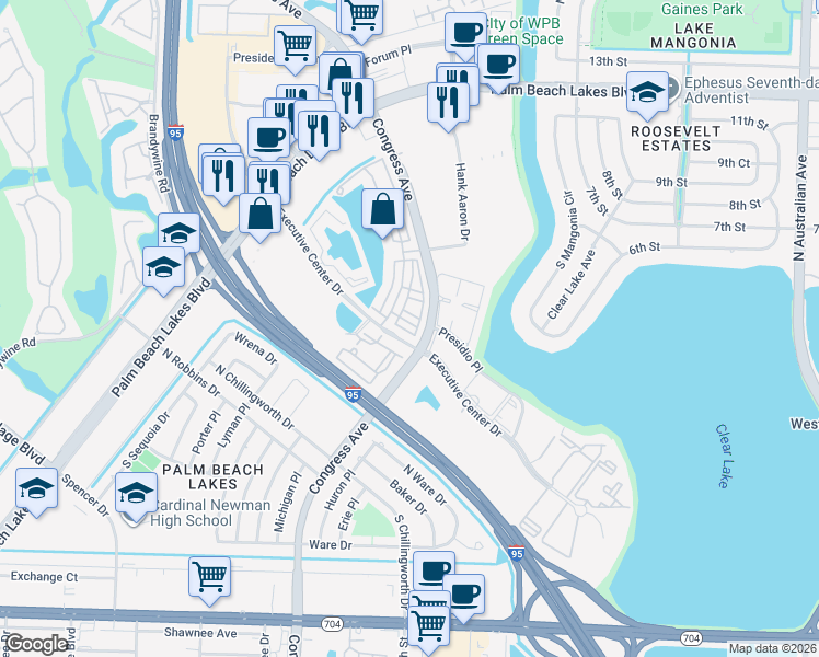map of restaurants, bars, coffee shops, grocery stores, and more near 441 Amador Lane in West Palm Beach