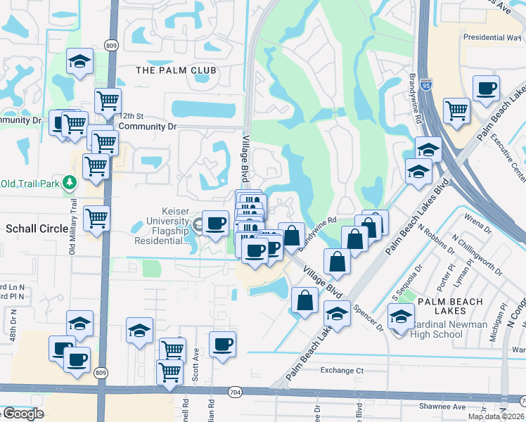 map of restaurants, bars, coffee shops, grocery stores, and more near 1172 The Pointe Drive in West Palm Beach