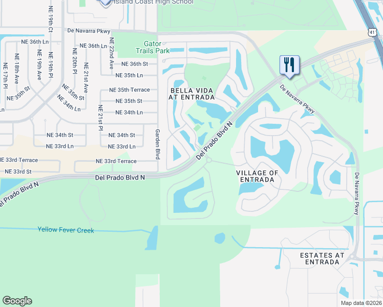 map of restaurants, bars, coffee shops, grocery stores, and more near 3401 Dandolo Circle in Cape Coral