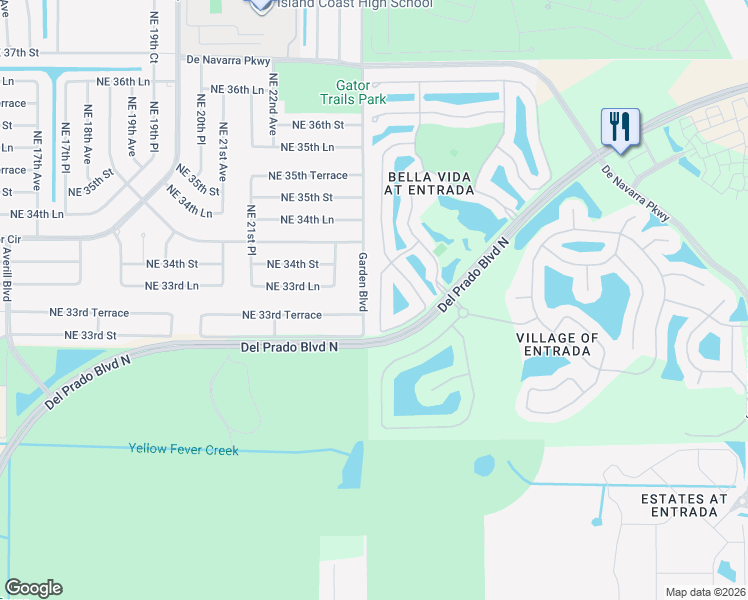 map of restaurants, bars, coffee shops, grocery stores, and more near 3354 Dandolo Circle in Cape Coral