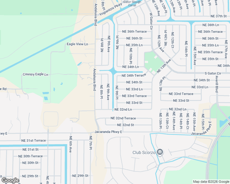 map of restaurants, bars, coffee shops, grocery stores, and more near 919 Northeast 33rd Terrace in Cape Coral