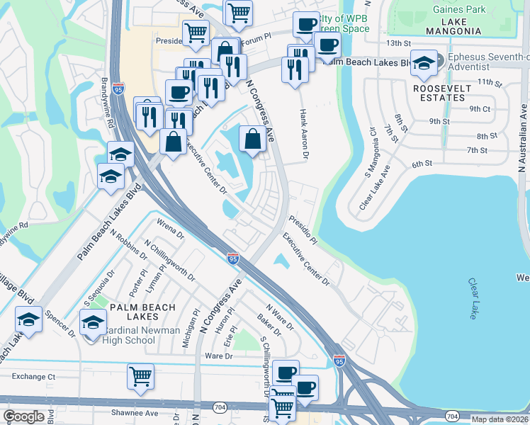 map of restaurants, bars, coffee shops, grocery stores, and more near 441 Amador Lane in West Palm Beach