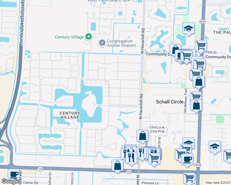 map of restaurants, bars, coffee shops, grocery stores, and more near 47 Bath Street in West Palm Beach