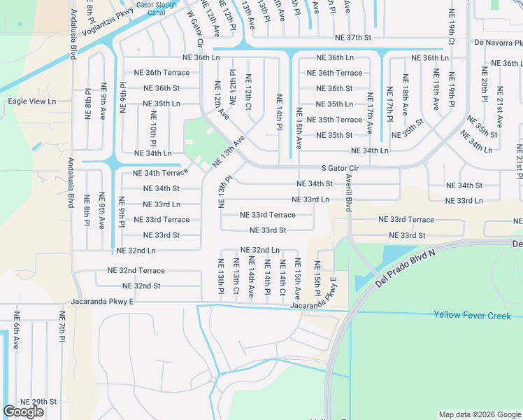 map of restaurants, bars, coffee shops, grocery stores, and more near 1418 Northeast 33rd Terrace in Cape Coral