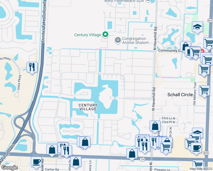 map of restaurants, bars, coffee shops, grocery stores, and more near in West Palm Beach