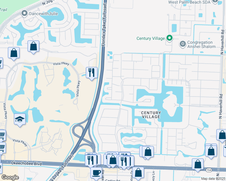 map of restaurants, bars, coffee shops, grocery stores, and more near 147 Northampton H in West Palm Beach