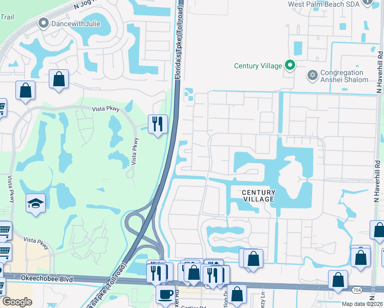 map of restaurants, bars, coffee shops, grocery stores, and more near 147 Northampton H in West Palm Beach