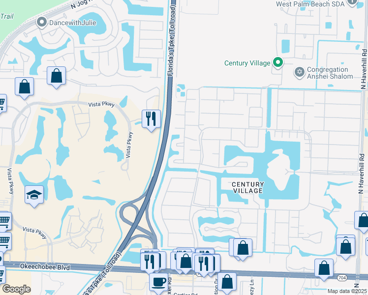 map of restaurants, bars, coffee shops, grocery stores, and more near 147 Northampton H in West Palm Beach
