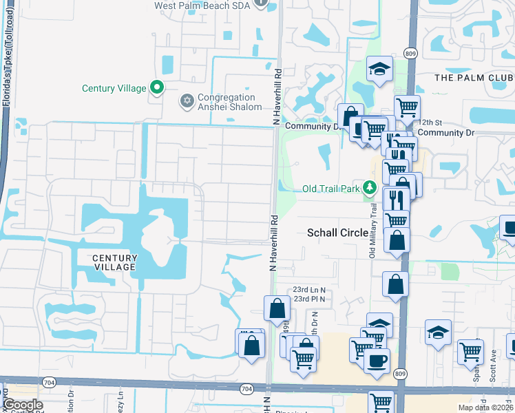 map of restaurants, bars, coffee shops, grocery stores, and more near 97 Easthampton East in West Palm Beach