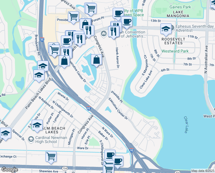 map of restaurants, bars, coffee shops, grocery stores, and more near 441 Amador Lane in West Palm Beach