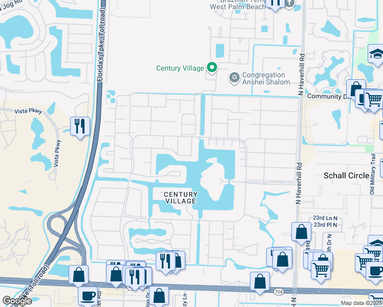 map of restaurants, bars, coffee shops, grocery stores, and more near 433 Chatham U in West Palm Beach