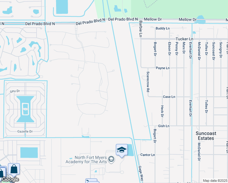 map of restaurants, bars, coffee shops, grocery stores, and more near 4091 Del Prado Blvd N in North Fort Myers