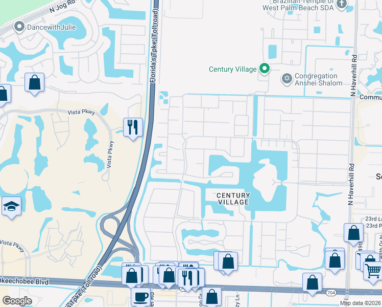 map of restaurants, bars, coffee shops, grocery stores, and more near 154 Kent L in West Palm Beach