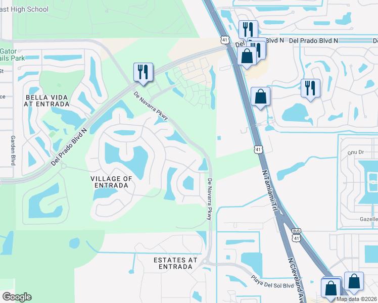 map of restaurants, bars, coffee shops, grocery stores, and more near 2721 Foralesca Court in Cape Coral