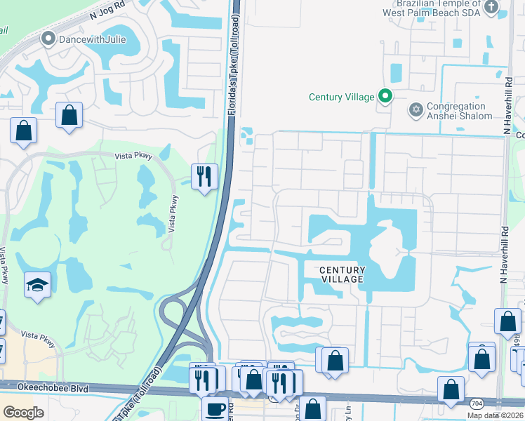 map of restaurants, bars, coffee shops, grocery stores, and more near 251 Northampton M in West Palm Beach