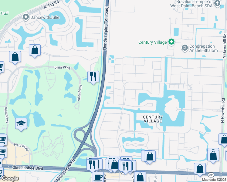 map of restaurants, bars, coffee shops, grocery stores, and more near 234 Northampton Street in West Palm Beach