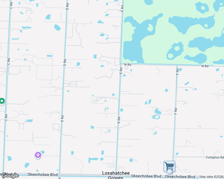 map of restaurants, bars, coffee shops, grocery stores, and more near 2863 E Road in Loxahatchee