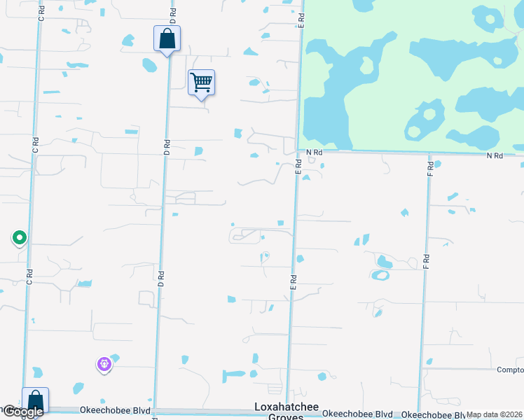 map of restaurants, bars, coffee shops, grocery stores, and more near 2863 E Road in Loxahatchee